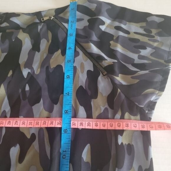 SINEQUANONE Womens Dress Camo Zip Lined Cinched Waist Black Blue Pockets‎ Medium - Picture 4 of 11